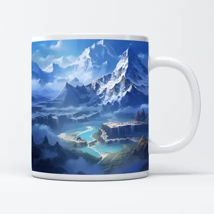 Fantasy Mountain Valley Waterfall Digital Art