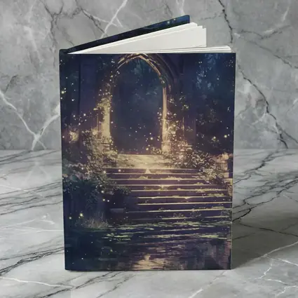 Fantasy Stone Arch Gate Glowing Night Forest