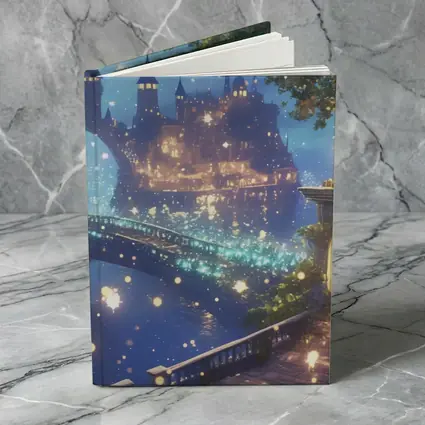 Fantasy Castle City Glowing Night Bridge