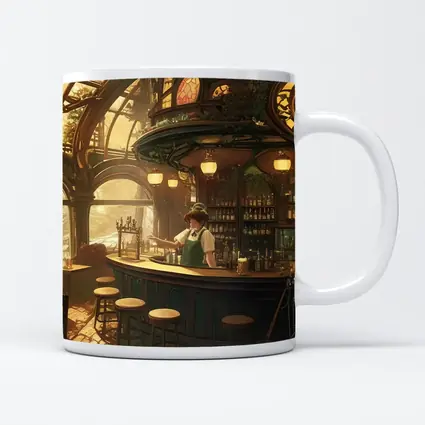 Anime Bar Interior Steampunk Cozy Scene
