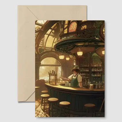 Anime Bar Interior Steampunk Cozy Scene