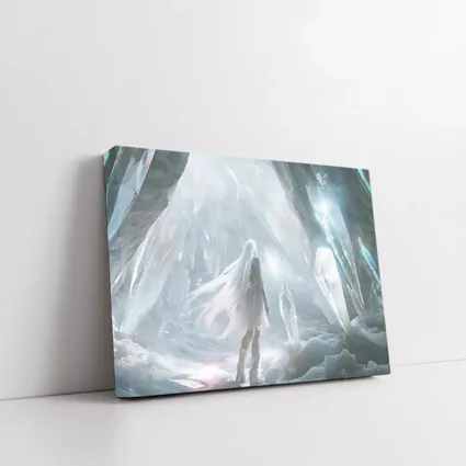 White Crystal Cave Fantasy Girl Art