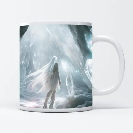 White Crystal Cave Fantasy Girl Art