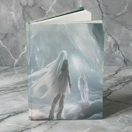 White Crystal Cave Fantasy Girl Art