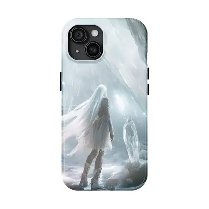 White Crystal Cave Fantasy Girl Art