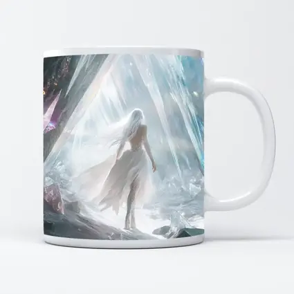 White Dress Woman Crystal Cave Fantasy Art