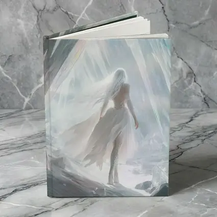 White Dress Woman Crystal Cave Fantasy Art