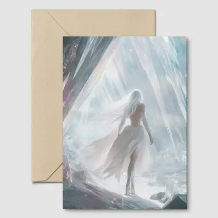 White Dress Woman Crystal Cave Fantasy Art