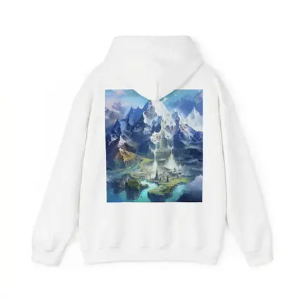 Fantasy Mountain City Waterfall Blue Sky