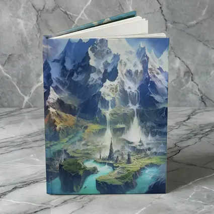 Fantasy Mountain City Waterfall Blue Sky