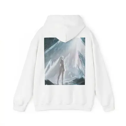 White Figure Standing In Crystal Ice Cave