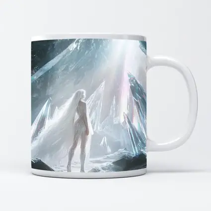 White Figure Standing In Crystal Ice Cave