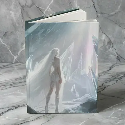 White Figure Standing In Crystal Ice Cave