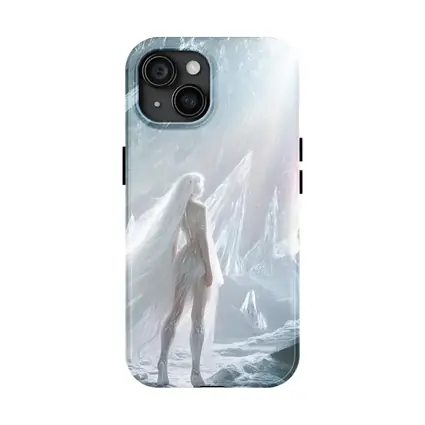 White Figure Standing In Crystal Ice Cave