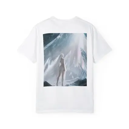 White Figure Standing In Crystal Ice Cave
