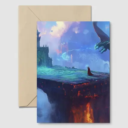 Dragon Wizard Floating Castle Fantasy Art