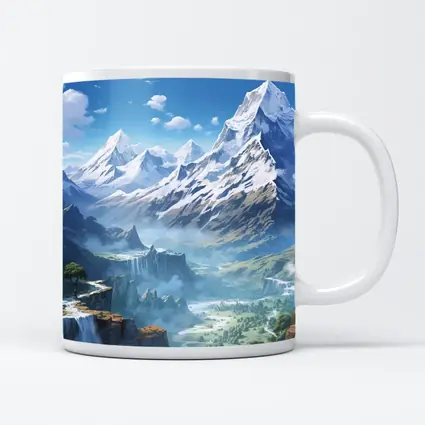 Anime Mountain Valley Waterfall Landscape Art