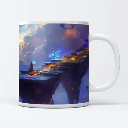 Fantasy Wizard Dragon Sky Bridge Art