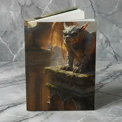 Gargoyle Statues Perched On Ancient Tower