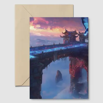 Dragon Flying Over Ancient Sky Fortress