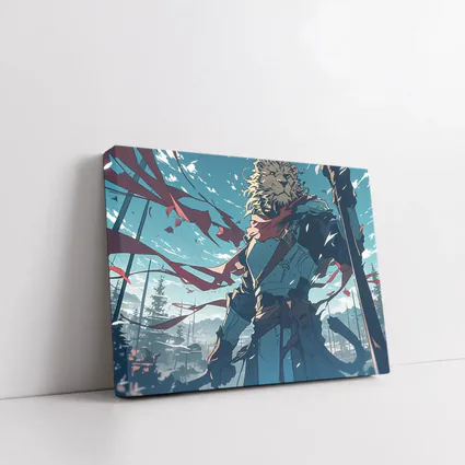 Lion Warrior Anime Art Snowy Battle Scene