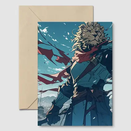 Lion Warrior Anime Art Snowy Battle Scene