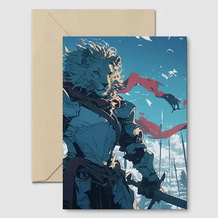 Anime Lion Knight Blue Sky Battle