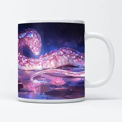 Crystal Snake Resting on Lotus Pond
