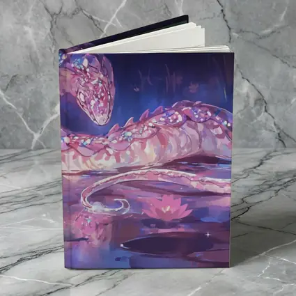Crystal Snake Resting on Lotus Pond