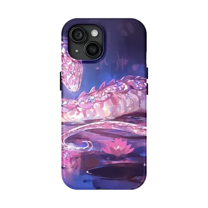 Crystal Snake Resting on Lotus Pond