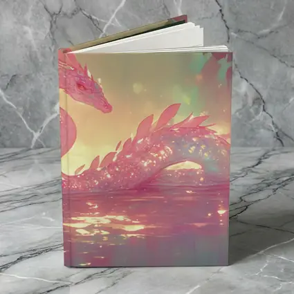 Pink Crystal Dragon Resting In Enchanted Water