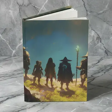 Fantasy Warriors Standing Before Glowing Cave