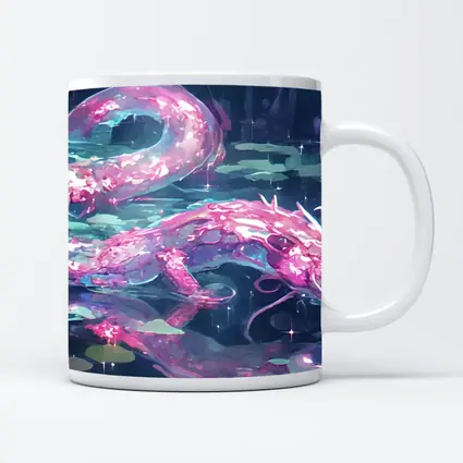 Pink Axolotl Glowing Lotus Pond Anime Art