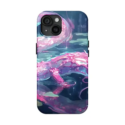 Pink Axolotl Glowing Lotus Pond Anime Art