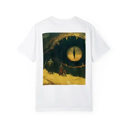 Fantasy Warriors Face Giant Dragon Eye