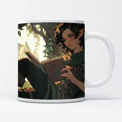 Elf Reading Book Fantasy Forest Anime Art