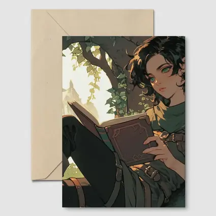 Elf Reading Book Fantasy Forest Anime Art
