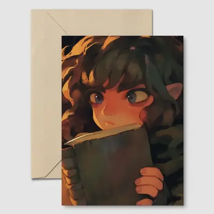 Elf Child Reading Book Dark Fantasy Art