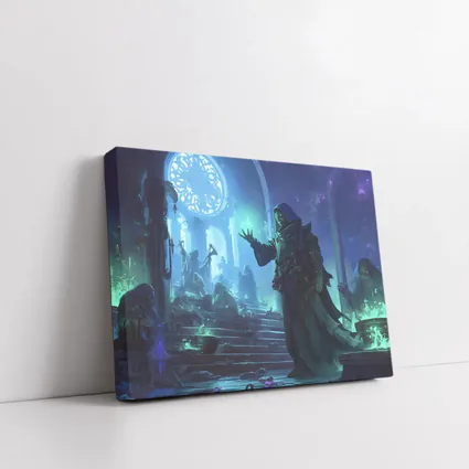 Dark Sorcerer Casting Magic In Ancient Hall
