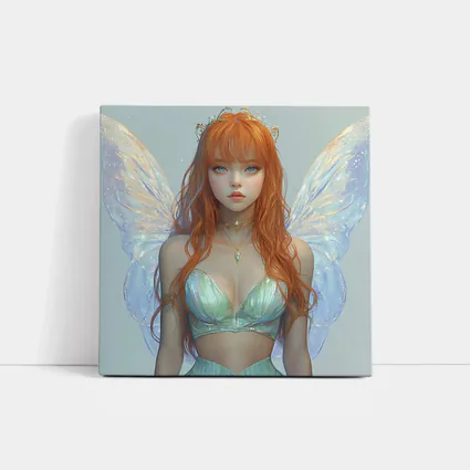 Red Hair Fairy Girl Blue Wings Fantasy