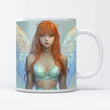 Red Hair Fairy Girl Blue Wings Fantasy