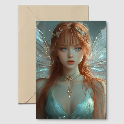 Red Hair Fairy Wings Fantasy Art Portrait
