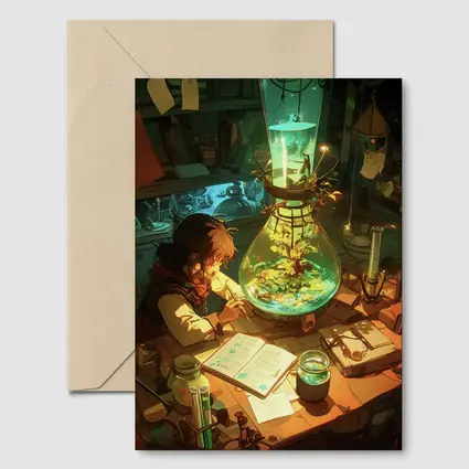 Anime Alchemist Boy Magical Lab Green