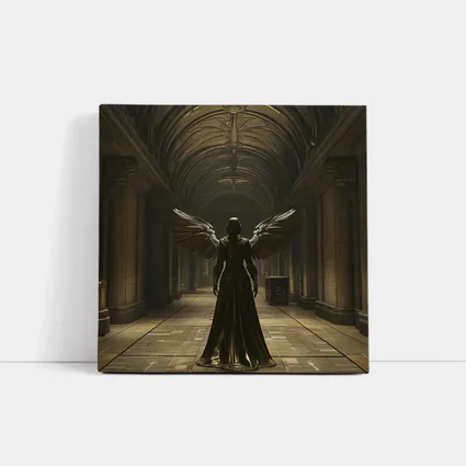 Dark Angel Figure Ancient Stone Hall