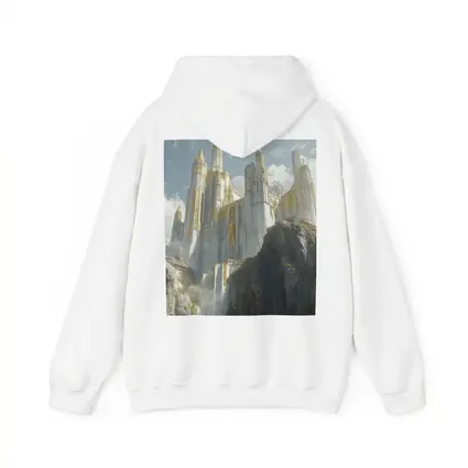 White Gold Fantasy Castle on Rocky Cliffs