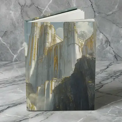White Gold Fantasy Castle on Rocky Cliffs