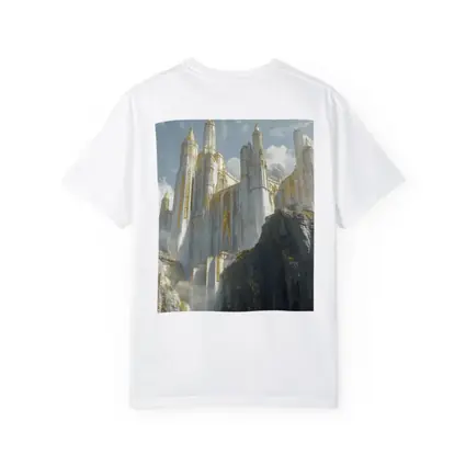 White Gold Fantasy Castle on Rocky Cliffs