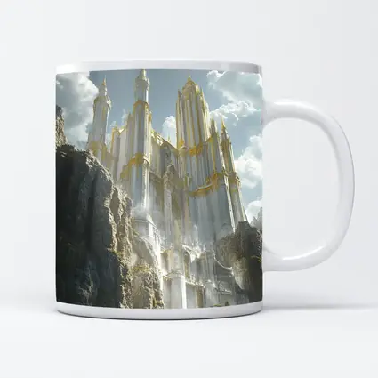 White Gold Fantasy Castle Rocky Cliffs