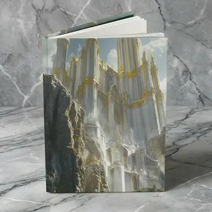 White Gold Fantasy Castle Rocky Cliffs