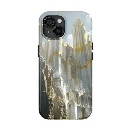 White Gold Fantasy Castle Rocky Cliffs